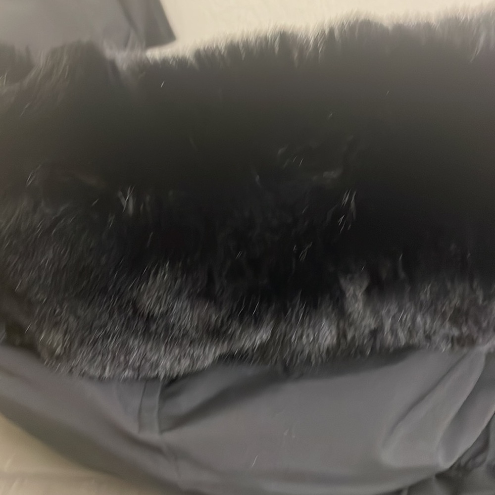 Black Faux Fur Warm Parka Wind Breaker Fleece Lined Hood Raincoat Coat Jacket - Picture 15 of 15